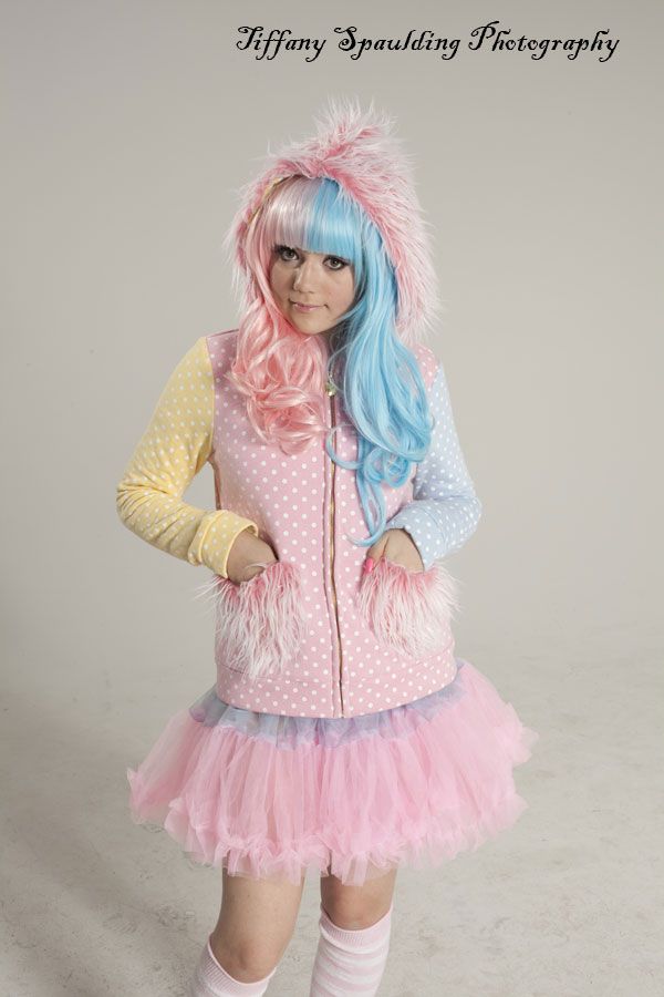 Kawaii Decora Multi Pastel Color Polkadot Fur Hooded Heart Pocket Parka
